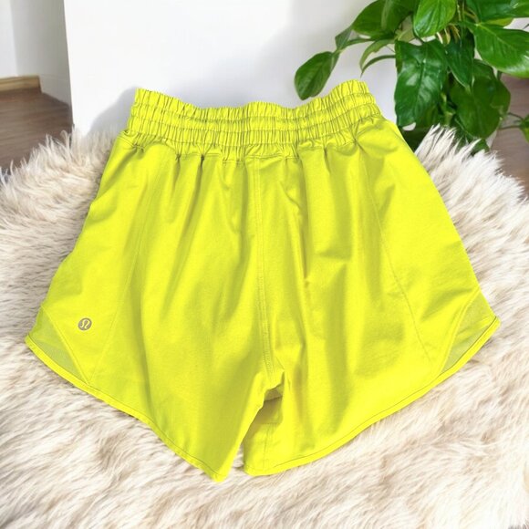Lululemon Hotty Hot Low-Rise Lined Short 4" Size 4 Neon Yellow - Picture 5 of 8